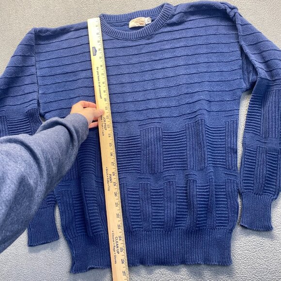 Vintage Fox Collection Geometric Knit Blue Sweater Women's Size L Made in USA - Picture 5 of 9